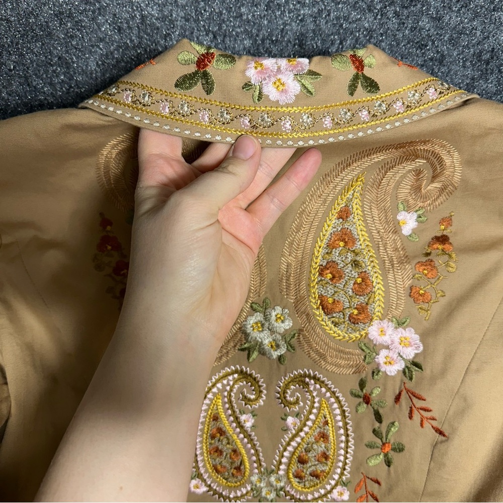 Vintage tan heavily embroidered paisley jacket wedding cowgirl western boho - Picture 3 of 9